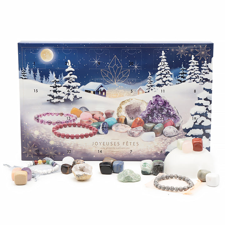 Offrez-vous un voyage féérique en attendant Noël avec ce calendrier de l’Avent unique rempli de 24 trésors minéraux soigneusement sélectionnés.
Chaque jour, découvrez une nouvelle pierre naturelle, un bracelet énergétique, ou encore une géode étincelante. Calendrier de l'avent, pierre naturelle, spiritualité lithothérapie