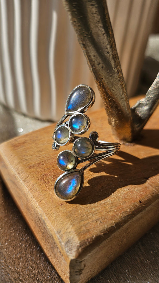 Bague "Aura Boréale" en labradorite – Argent 925