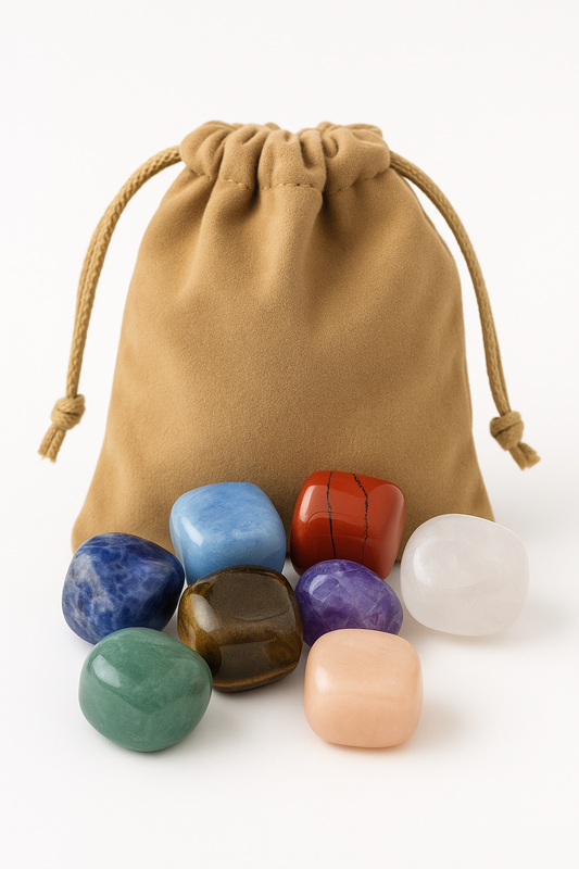 Pochon 7 Chakras – Pierres Roulées 20 à 40 mm (Atelier des Vosges)